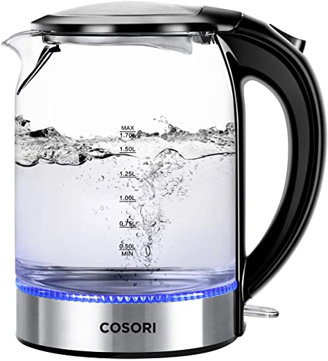 COSORI Speed-Boil Electric Kettle, 1.7L Water Boiler (BPA Free) Auto Shut-Off&Boil-Dry Protection, LED Indicator Inner Lid & Bottom, Black