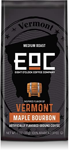 Eight O’Clock Coffee Flavors of America Ground Coffee, Vermont Maple Bourbon, 11 Ounce, 100% Arabica, Kosher Certified