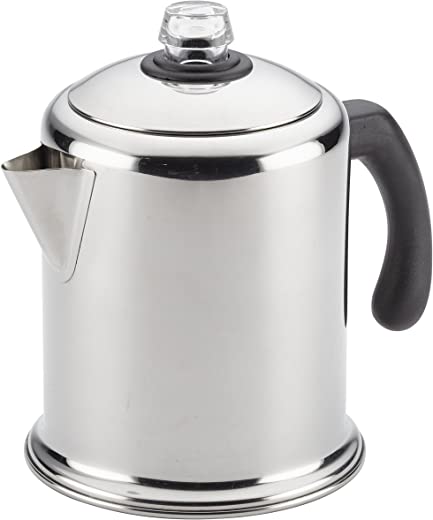 Farberware 47053 Classic Stainless Steel Yosemite 12-Cup Coffee Percolator, 12 Cup Coffee Maker, Silver