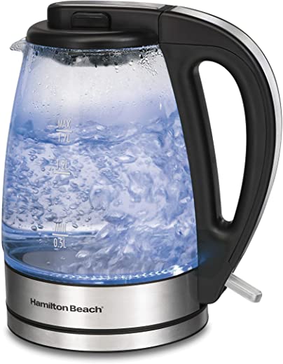 Hamilton Beach 40864 Electric Tea Kettle, Water Boiler & Heater, Cordless, LED Indicator with Built-In Mesh Filter, Auto-Shutoff & Boil-Dry…