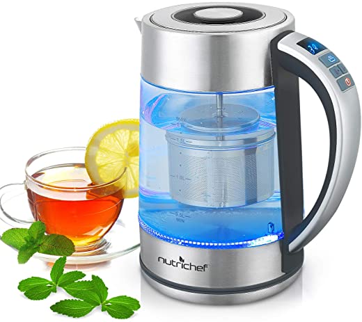 Hot Water Boiler Glass Kettle – Digital 1.7L Portable Easy Pour Teapot Coffee Brewer Stainless Steel Inner Filter, Adjustable Temperature Control,…