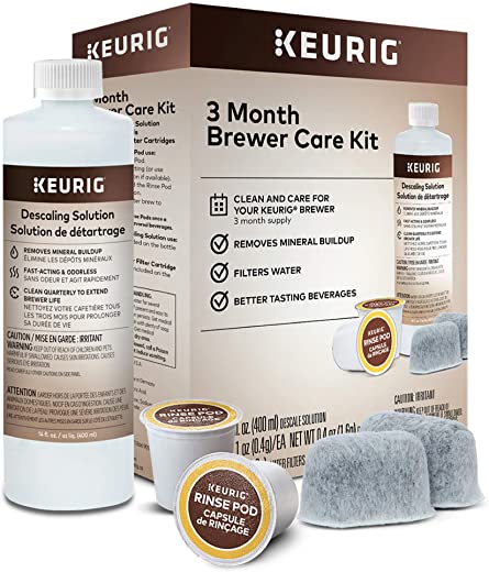Keurig 3-Month Brewer Maintenance Kit Includes Descaling Solution, Water Filter Cartridges & Rinse Pods, Compatible Classic/1.0 & 2.0 K-Cup Coffee…