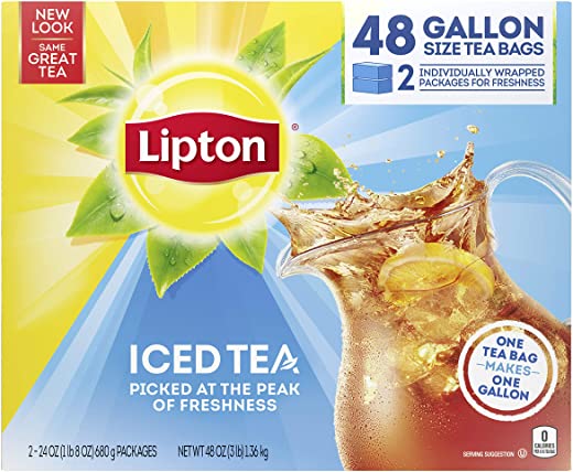 Lipton Gallon-Sized Iced Tea Bags Picked At The Peak of Freshness Unsweetened Can Help Support a Healthy Heart 48 Oz 48 Count, Standart