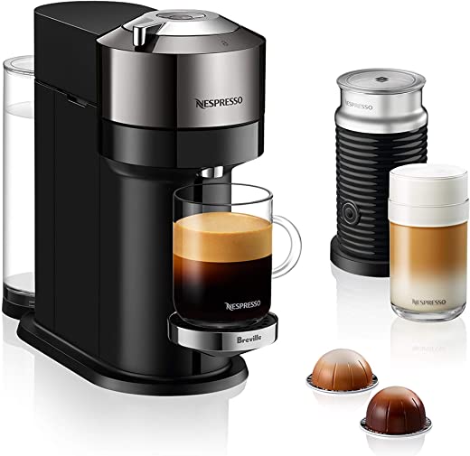 Nespresso® Vertuo Next Premium Coffee and Espresso Machine by Breville with Aeroccino, Dark Chrome