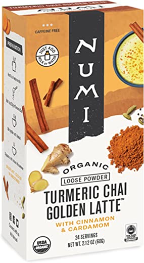 Numi Organic Tea Turmeric Chai, 24 Servings, Golden Latte Powder, Caffeine-Free, (Packaging May Vary), 2.12 Ounce (Pack of 1)