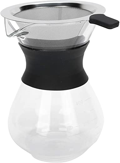 Pour Over Coffee Dripper Brewer, Glass Coffee Pot, Non‑Porous Borosilicate Glass Olecranon Drip for Coffee Coffee Lovers(400ml)