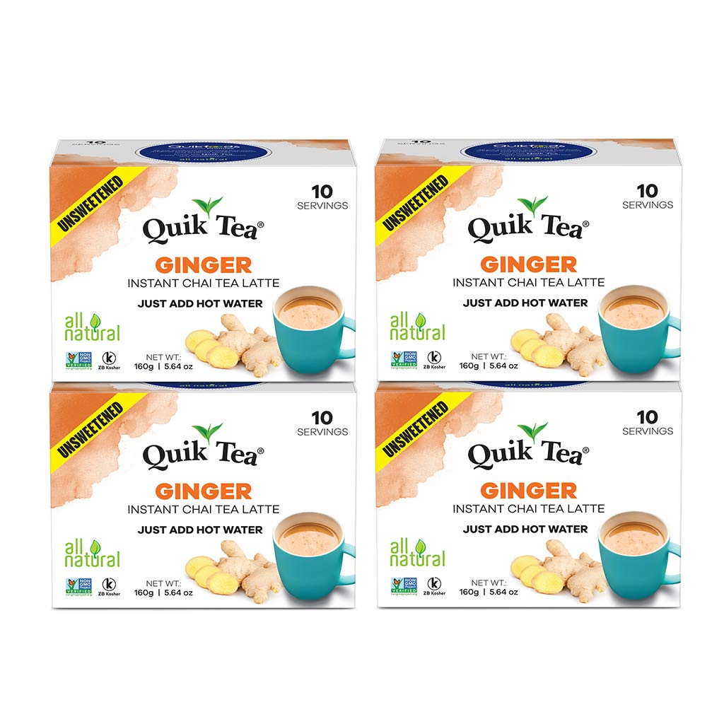 QuikTea Unsweetened Ginger Chai Latte – 40 count