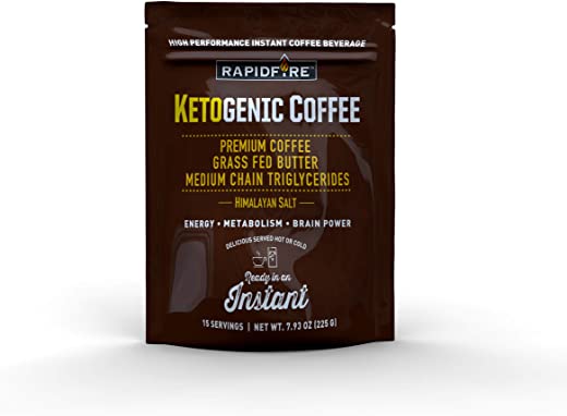 Rapidfire Ketogenic High Performance Instant Coffee Mix, Supports Energy and Metabolism, 15 Servings, brown, 7.93 ounce (pack of 1)