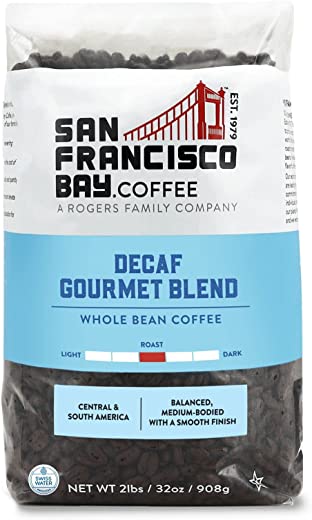SAN FRANCISCO BAY SF Coffee Whole Bean 2LB Medium Roast Swiss Water Processed Decaffeinated, Decaf Gourmet Blend, 2 Pound (Pack of 1), 32 Ounce,…