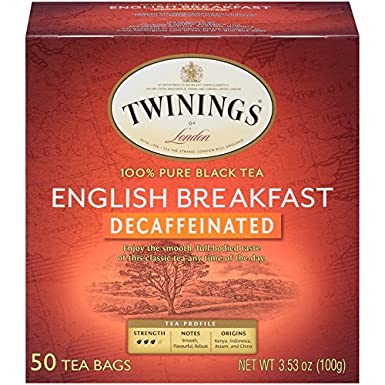 Twinings of London Decaffeinated English Breakfast Herbal Tea Bags, 50 Count (Pack of 1)
