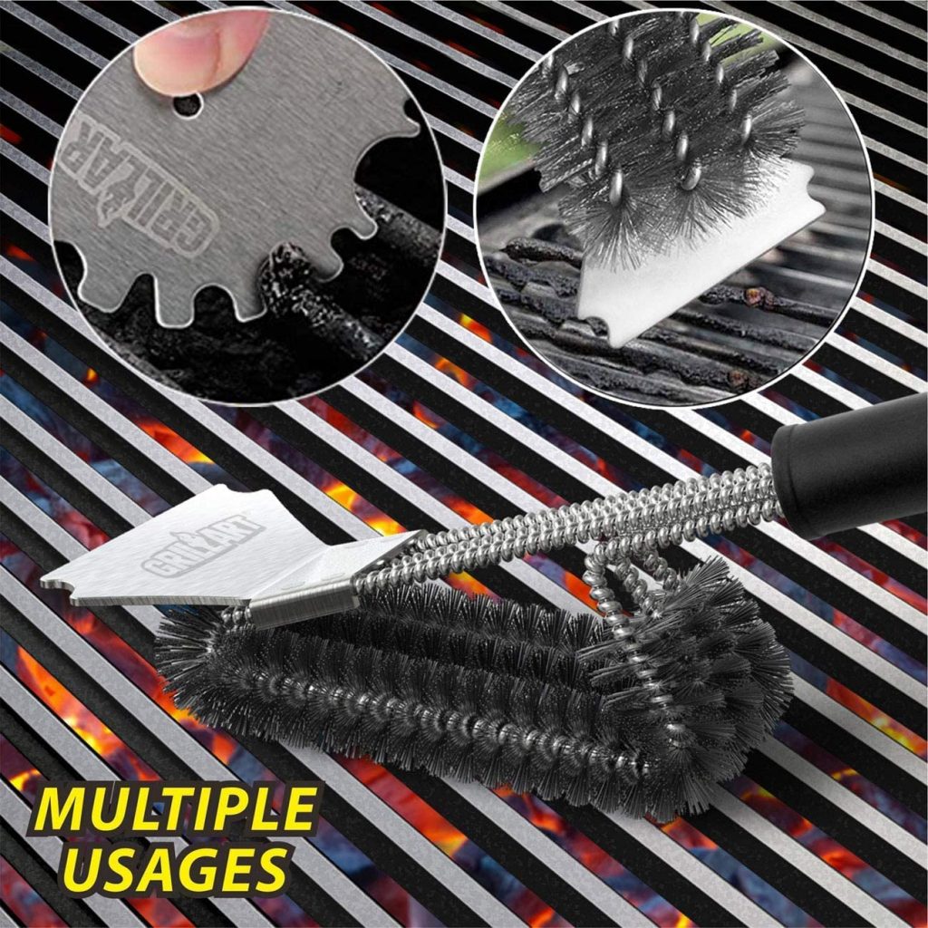 stainless steel grill brush and scraper