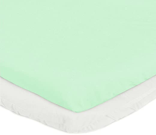 aBaby Cradle Mattress Protector and Sheet Combo, Mint, 18″ x 36″