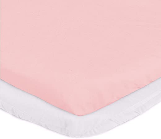 aBaby Cradle Mattress Protector and Sheet Combo, Pink, 15″ x 33″