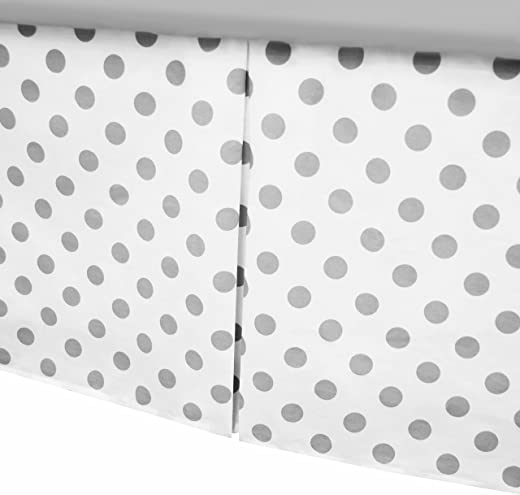 American Baby Company 100% Cotton Tailored Crib Skirt with Pleat, White with Gray Dot, for Boys and Girls