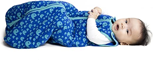 Baby deedee Sleep Nest Tee Baby Sleeping Bag- Playful Whales-Large