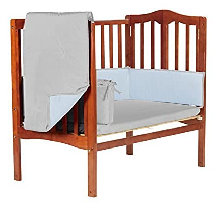 Baby DollBedding Solid Reversible Cradle Bedding Set, Grey/Blue