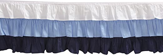 Bacati – Mix N Match Solid 3 Layer Ruffled Crib Skirt (White/Blue/Navy)