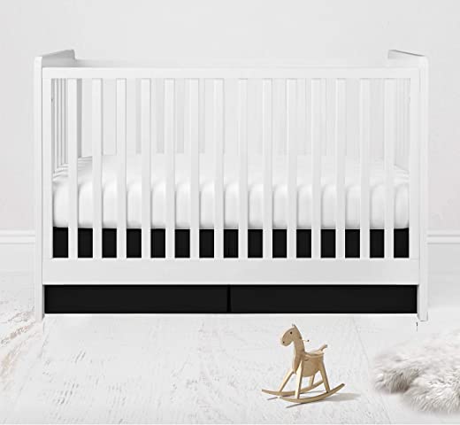 Bacati Solid Crib/Toddler Bed Skirt Dust Ruffle, Black, 13 inches Drop