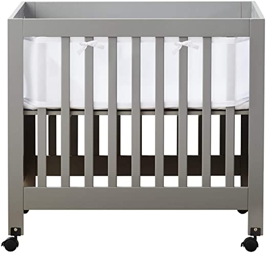 BreathableBaby Breathable Mesh Crib Liner – Classic Collection – White – Fits Portable/Mini Cribs Only – Anti-Bumper