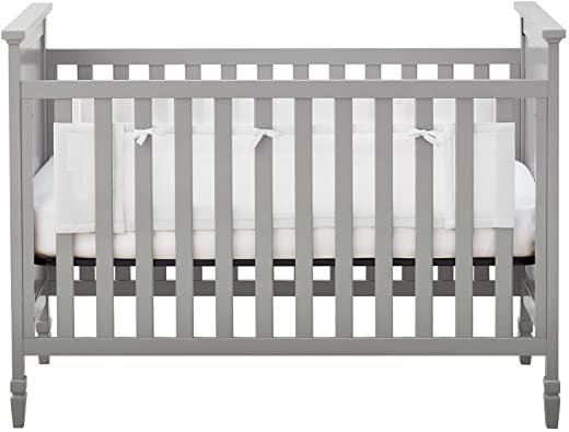 BreathableBaby Breathable Mesh Crib Liner – Classic Collection – White – Fits Full-Size Solid End Cribs Only – Anti-Bumper