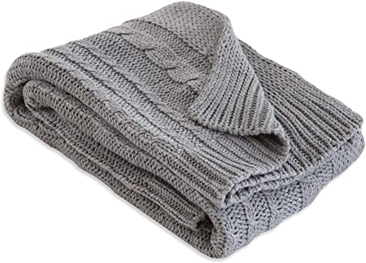 Burt’s Bees Baby – Cable Knit Blanket, Baby Nursery & Stroller Blanket, 100% Organic Cotton, 30″ x 40″ (Heather Grey)