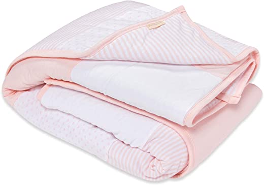Burt’s Bees Baby – Dottie Bee Reversible Quilt, 100% Organic and 100% Polyester Fill (Blossom)