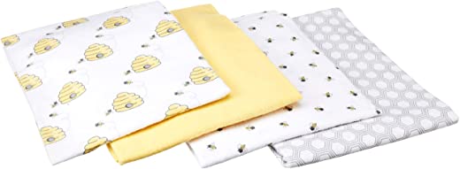 Hudson Baby Unisex Baby Cotton Flannel Receiving Blankets, Bee, One Size