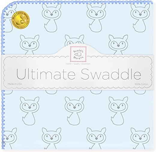 SwaddleDesigns Large Receiving Blanket, Ultimate Swaddle for Baby Boys, Girls, Softest US Cotton Flannel, Best Shower Gift, MADE in USA, Gray Fox…