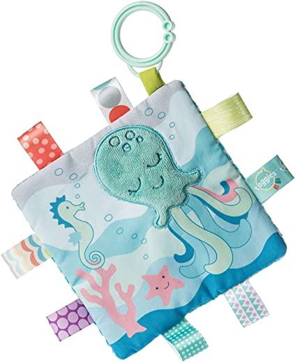 Taggies Crinkle Me Toy with Baby Paper & Squeaker, 6.5 X 6.5″, Sleepy Seas Octopus