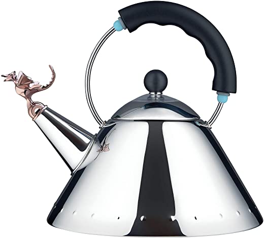 Alessi | Tea Rex – Design Kettle with Handle and Dragon-Shaped Whistle, Stainless Steel, Black