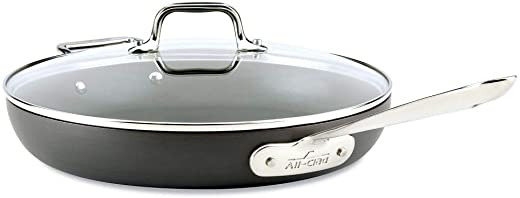 All-Clad HA1 Hard Anodized Nonstick Frying Pan with Lid, 12 Inch Pan Cookware, Medium Grey –