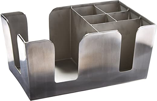 American Metalcraft BARS7 Stainless Steel Bar Caddy with 6 Compartments, Satin Finish, Silver
