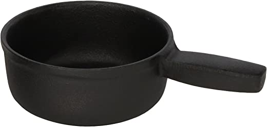 American Metalcraft CIFD Cast Iron Mini Fondue Pot with Handle, Black
