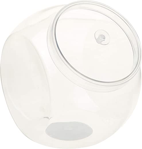 Amscan 410017 Clear Slanted Plastic Jar with lid | 80 Oz | 1 Pc