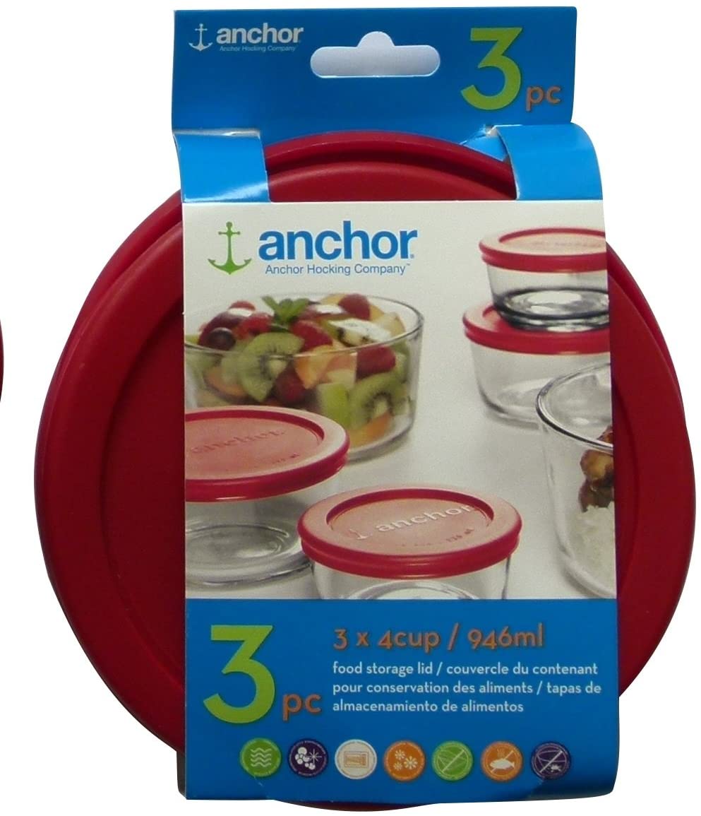 Anchor Hocking 11763L20 Replacement Lid, 4 Cup, Red