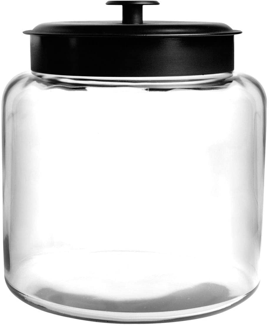 Anchor Hocking 1.5 Gallon Montana Glass Jar with Fresh Seal Lid, Black Metal, Set of 1