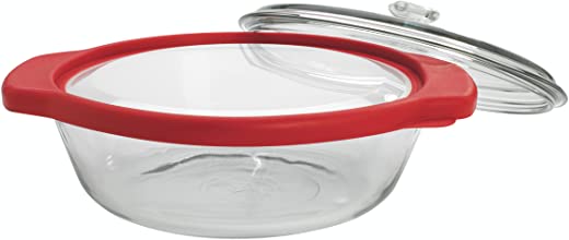 Anchor Hocking TrueFit Bakeware Glass Casserole Dish with Cover and Storage Lid, Cherry, 3-Piece Set