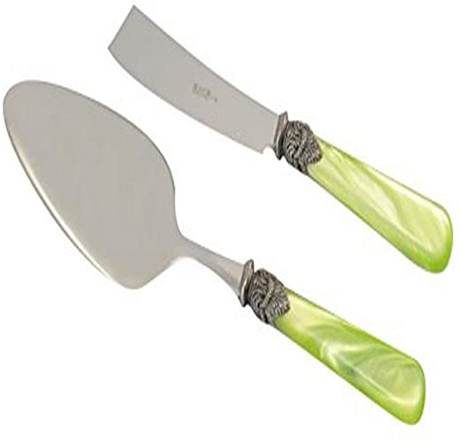 Arvindgroup Napoleon Collection Cake/Pastry Server Set, Yellow Green