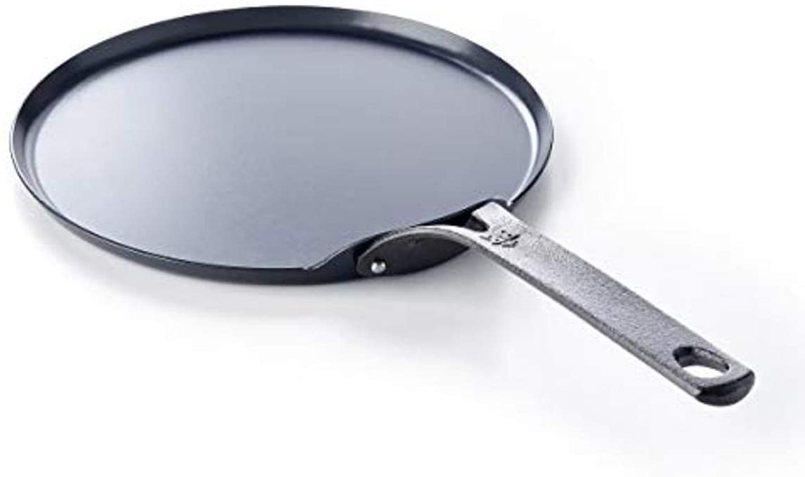 BK Black Steel Seasoned Carbon Steel Pancake Pan/Griddle/Crepe Pan, 10″