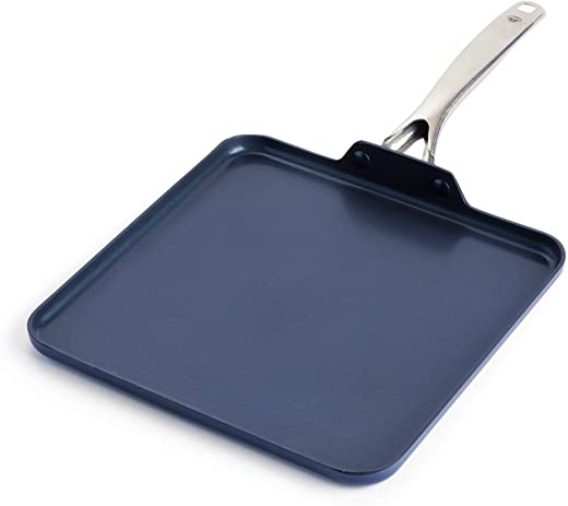 Blue Diamond Cookware Diamond Infused Ceramic Nonstick, 11′ Griddle Pan, PFAS-Free, Dishwasher Safe, Oven Safe, Blue