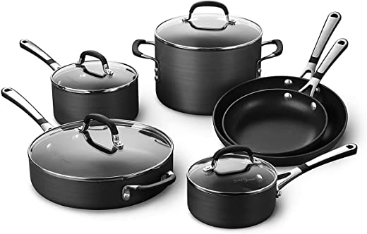 Calphalon Simply Pots and Pans Set, 10 Piece Cookware Set, Nonstick