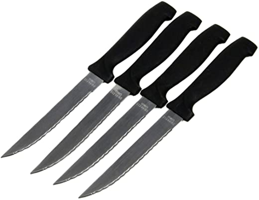 Chef Craft Select Steak Knife Set, 4.5 inch blade 10.75 inch in length 4 piece set, Black