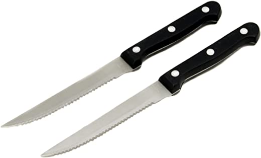 Chef Craft Select Steak Knife Set, 4.5 inch Blade 11 inch in Length 2 Piece, Stainless Steel/Black
