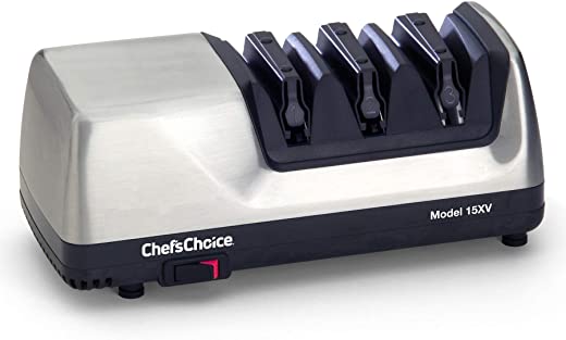 Chef’sChoice EdgeSelect Professional Electric Knife Straight and Serrated Knives Diamond Abrasives Patented Sharpening System, 3-Stage, Metallic