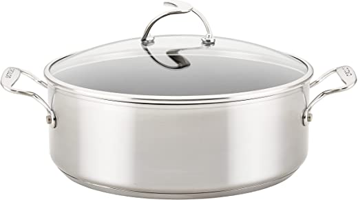 Circulon Stainless Steel Stockpot with Lid and SteelShield Hybrid Stainless and Nonstick Technology, 7.5 Quart, Silver