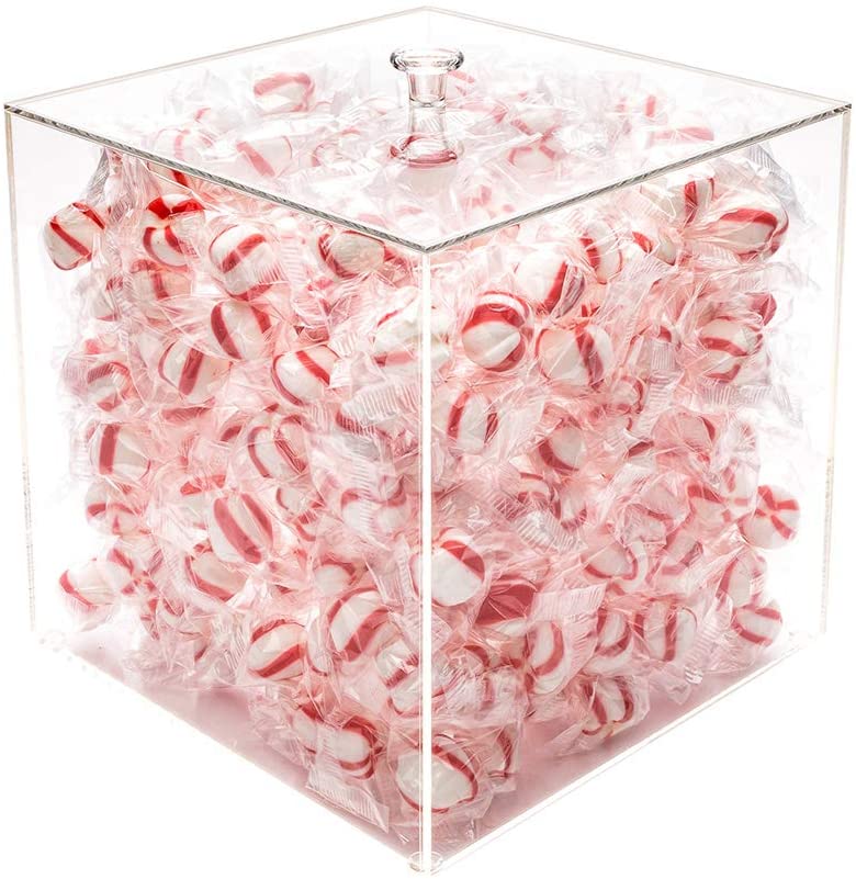 Clear Tek Clear Acrylic Large Candy Container – Display Box – 7 3/4″ x 7 3/4″ x 7 3/4″ – 1 count box – Restaurantware