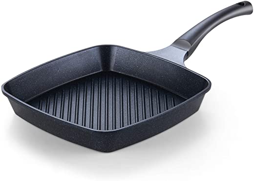 Cook N Home Marble Nonstick Cookware Saute Fry Pan, 11″ x 11″ Grill, Black