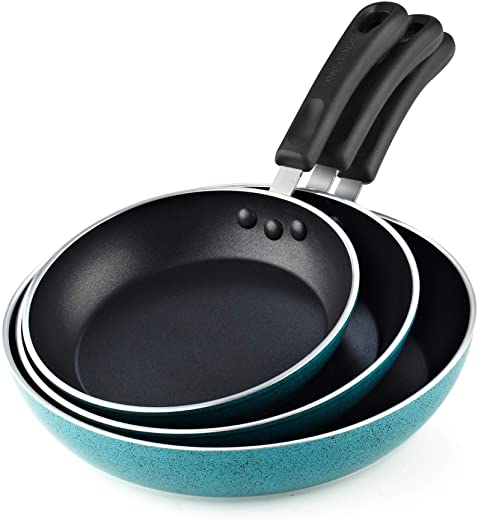 Cook N Home Nonstick Saute Fry Pan, 8, 9.5, and 11-Inch, Turquoise
