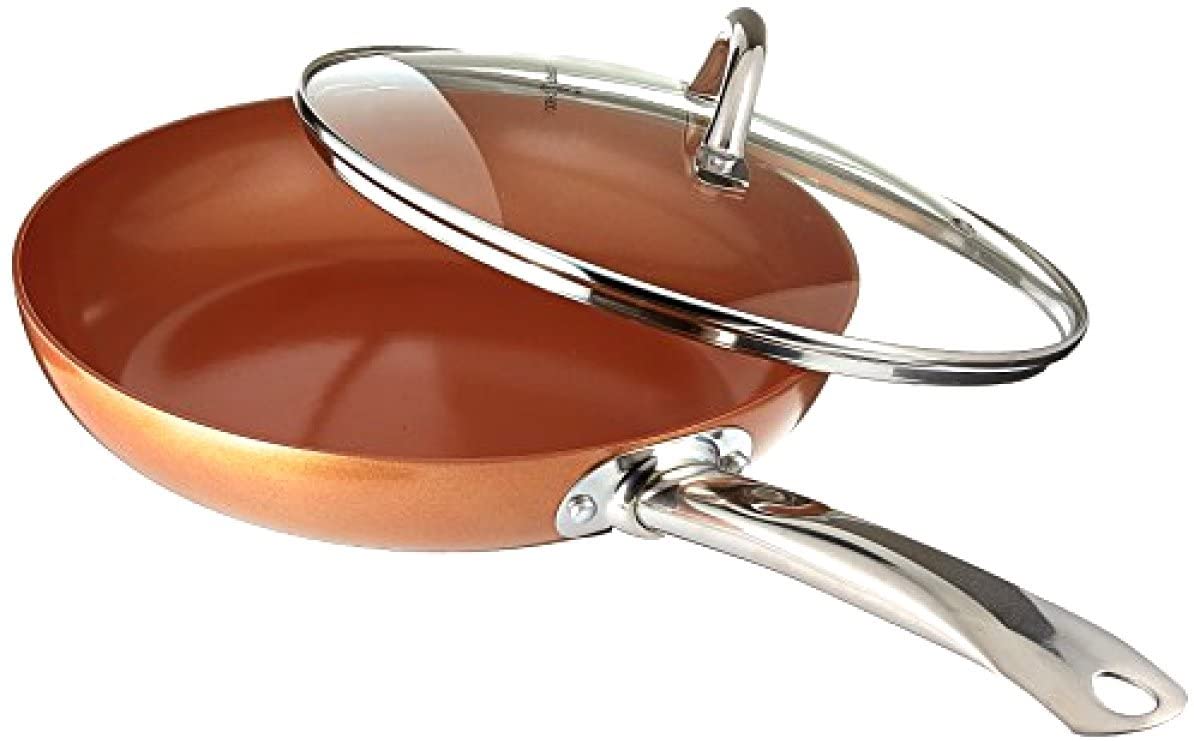 Copper Chef 10 Inch Round Frying Pan With Lid – Skillet with Ceramic Non Stick Coating. Perfect Cookware For Saute And Grill