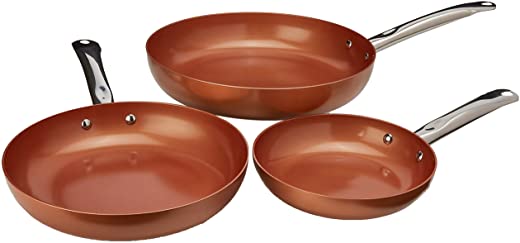 Copper CHef 3-Piece Non-Stick Fry Pan Set, 8 Inch, 10 Inch, and 12 Inch